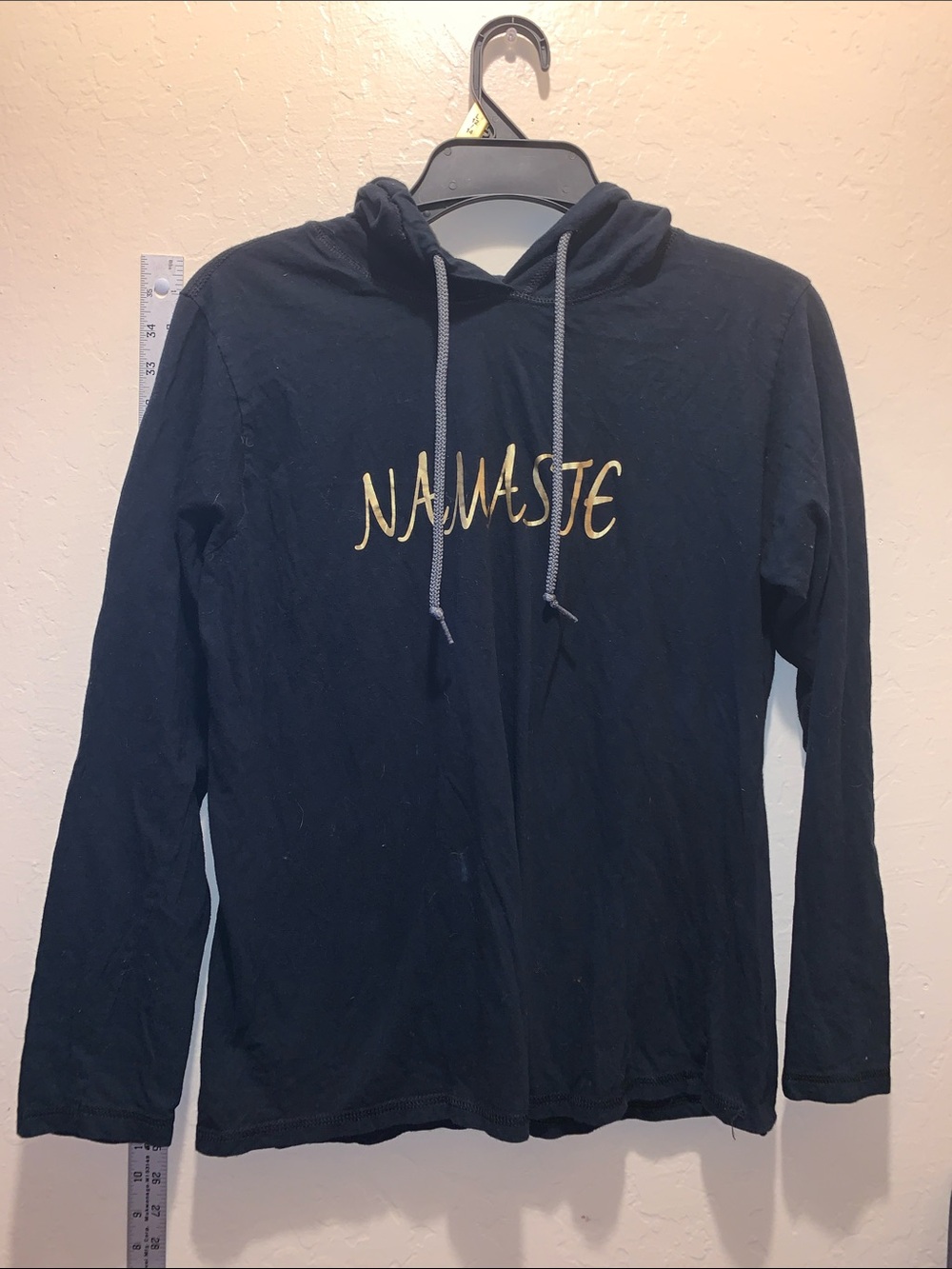 Black Women's 'Namaste' Pullover Hoodie with Gold Script